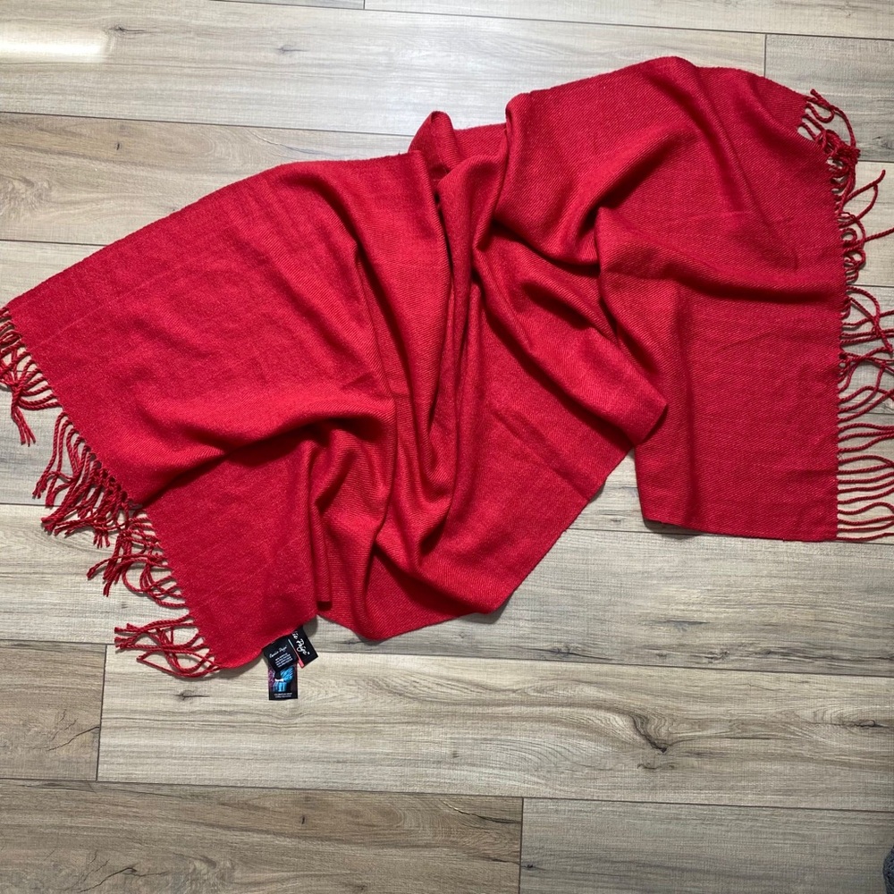 Charlie Page Woman's Celebration Wrap One Size Raspberry Fringe Edges